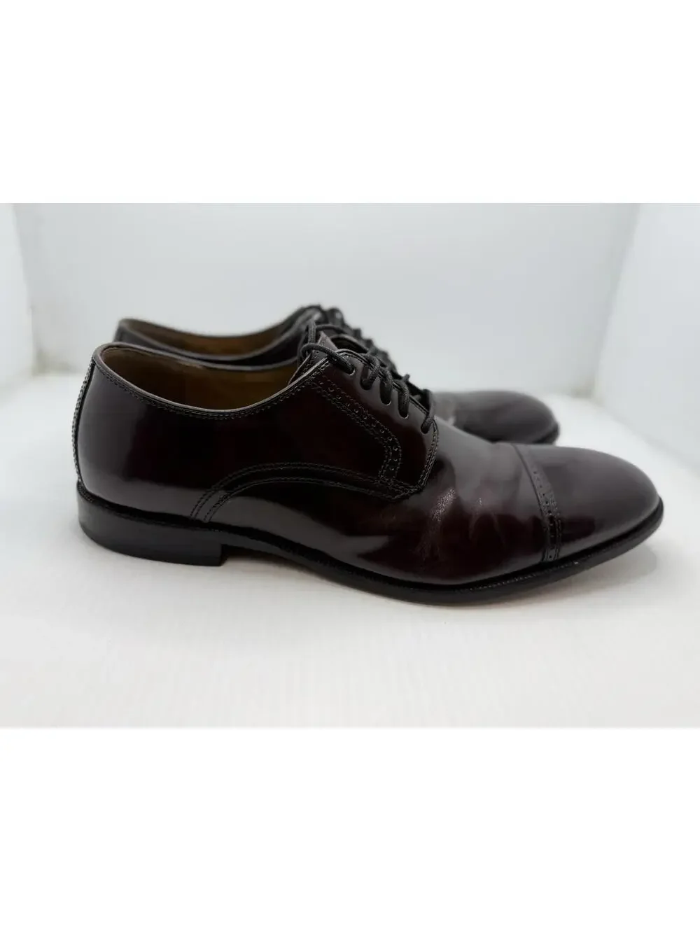 Mens 13 D/B Johnston & Murphy Melton Cap-Toe Shoes Burgundy Leather Oxford Dress